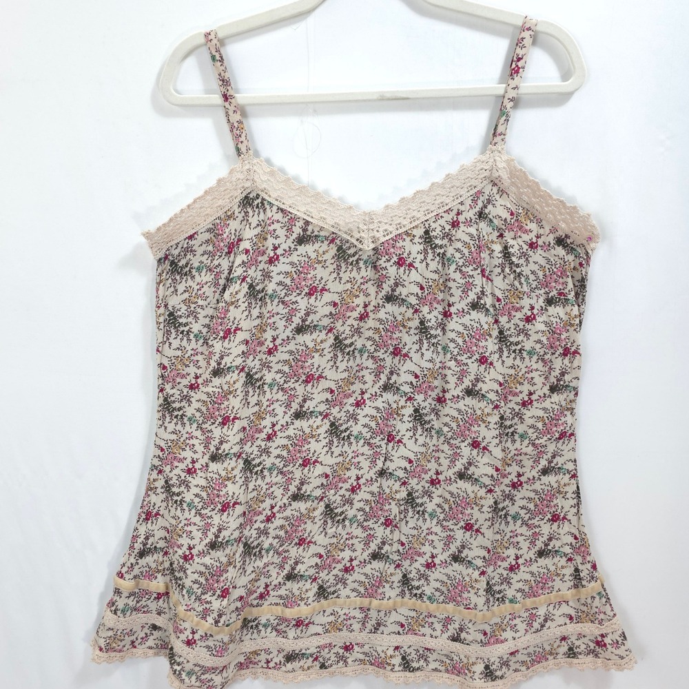 Faded Glory Floral Lace Trim Cami Women S‎ Boho Tank India Cottagecore Soft Girl